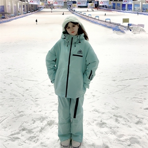 连帽防水防风保暖男女潮大码滑雪服套装HF66+K1002J加绒P240控388图片