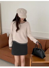 2025秋冬新款百搭时尚圆领长袖针织衫，女装针织衫/毛衣，秀阁羊绒