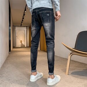20秋冬季中弹力社会人精神小伙小脚韩版修身弹性牛仔裤男N/图片