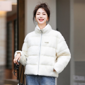 绵羊毛90白鸭绒羽绒服女2025年冬新款宽松绵羊毛外套大衣时尚保暖图片