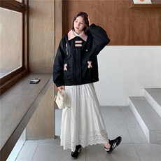 黑色撞色减龄工装外套女2025秋季新款设计感学院风宽松百搭夹克潮，女装短外套，2C030