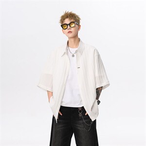 现货 夏新男潮短袖小众高级褶皱感设计衬衫上衣513 DC3538 P30，男装T恤，星座513