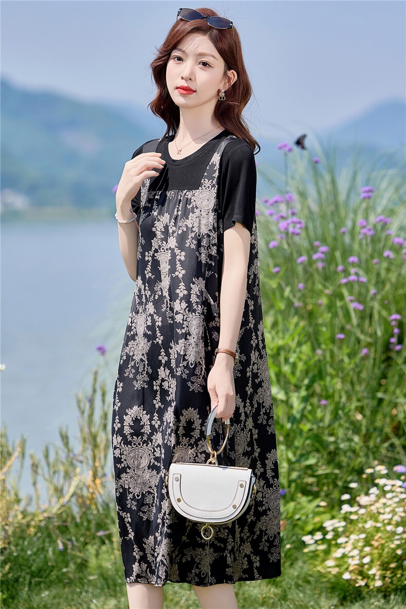 大码波点连衣裙女中长款2026年夏季新款韩版女装宽松休闲短袖裙子,女装连衣裙,倪叶myz