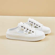 2024夏季新款半托小白鞋女镂空透气学生板鞋休闲鞋，女鞋拖鞋，星座1407-3