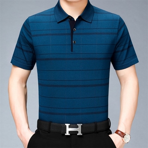 男装T恤夏季新款POLO衫中青年男士爸爸夏装针织半截袖修身打底衫图片