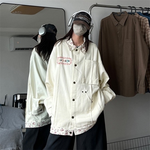 F444P60美式潮牌秋季新款中性复古刺绣工装外套情侣装休闲图片