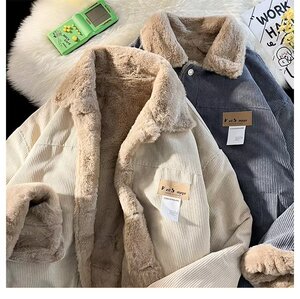 日系复古灯芯绒棉服男女冬季潮牌羊羔毛外套设计感棉袄GM226-P70图片