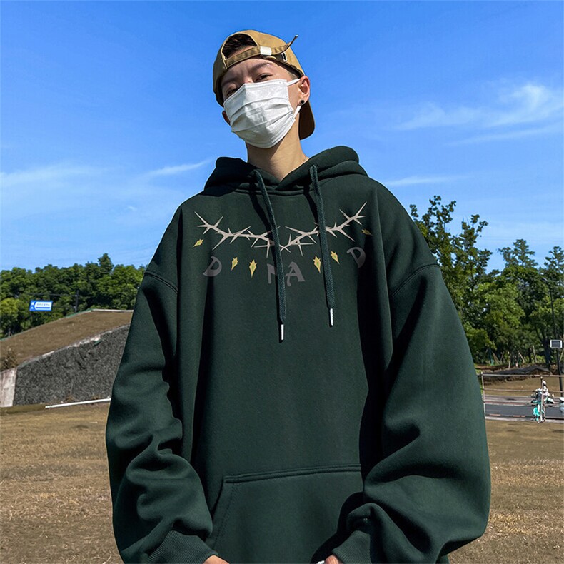 抖音得物供货可提供视频春装重磅美式宽松连帽卫衣DL2417,男装卫衣,电商A486-1