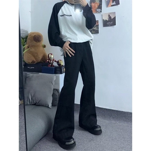 【有货】DK7055-P40春秋季新款2026男生直筒青少年微喇阔腿牛仔裤图片