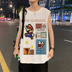 ！港风夏季无袖背心男汗衫男纯棉坎肩短袖T恤男B26-P20，男装背心/马甲，电商B367