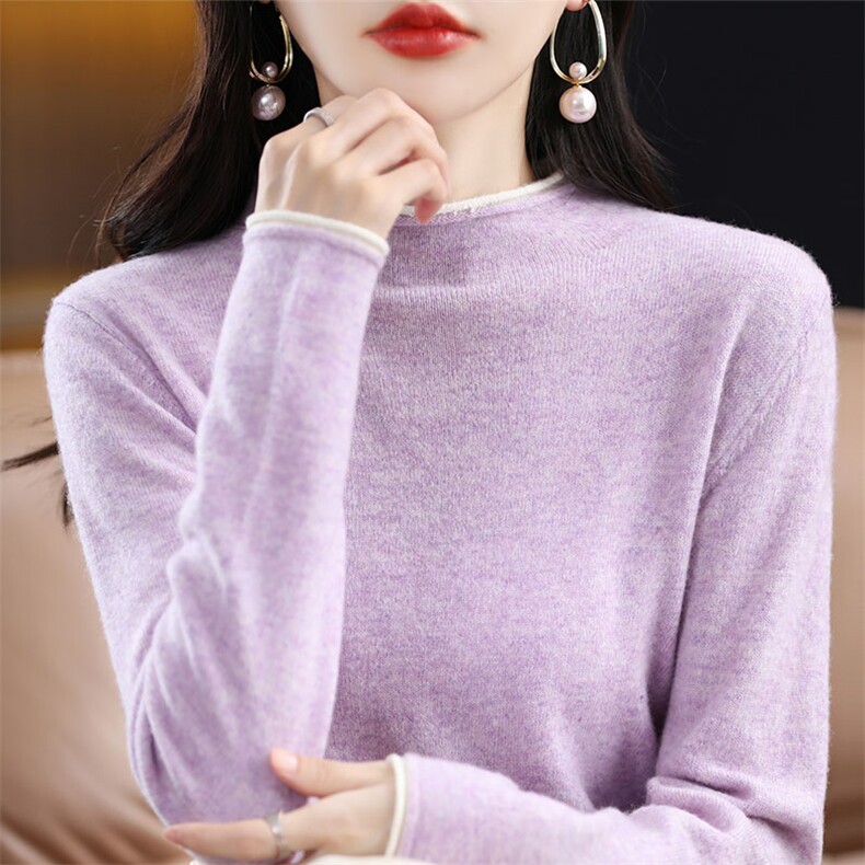 毛衣女2025秋冬内搭宽松洋气羊毛针织打底衫配大衣半高领纯色百搭,女装羊毛衫,开创羊绒