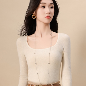 女士时尚修身显瘦百搭气质圆领打底衫图片