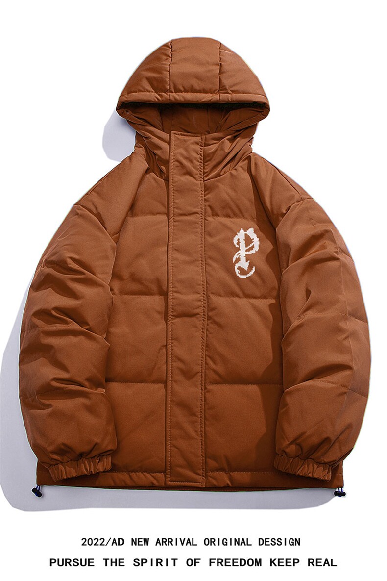 白鸭绒白底冬季潮流字母印花连帽羽绒服外套YR175P195控258,男装羽绒服,电商A247-1