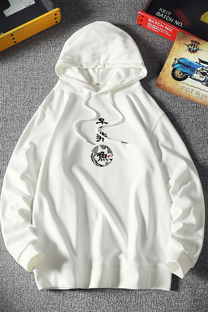WY2070-P40纯棉连帽卫衣男大码运动帽衫宽松薄外套男麒麟风,男装卫衣,电商A040A