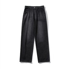 推荐！港风宽松潮流直筒牛仔长裤男女B377-N680-P4558，男装牛仔裤，电商B377