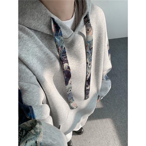 WY10197特P42 春季新款小熊拼接高质量连帽大码卫衣上衣男图片