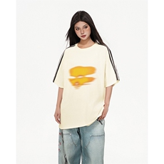 抖音得物高品质二开240克宽松纯棉美式潮牌三条杠织带短袖T恤，男装T恤，电商A486