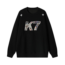 特批P38无差价美式K7字母贴布刺绣420g重磅华棉大码卫衣男W5426，男装卫衣，电商A001-1
