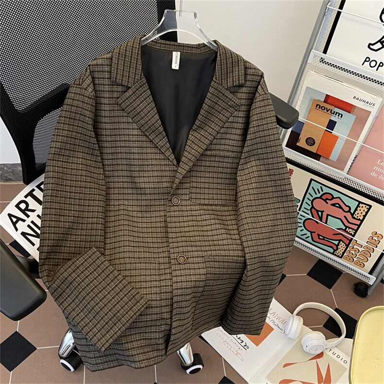 港风春款男西服条纹拼色二粒扣大口袋休闲西装夹克外套JAK18P60，男装夹克，星座1013-1