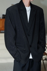 港风96%聚酯纤维4%氨纶大码M-5XL满天星西装男XF77871P85控138，男装西服，星座226-2