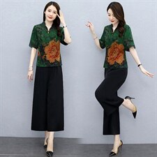 2021夏季新款简约优雅时尚气质复古文艺舒适两件套，女装套装/套裙，然然