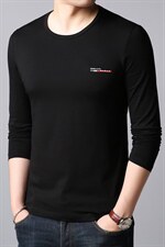 长袖棉t恤男秋季新款中年商务休闲圆领半袖polo衫HPNT9877-P60,男装T恤,电商B212（原钱塘6029）