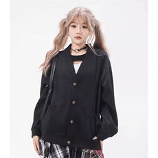 抖音得物高品质秋冬美式高街重磅单排扣结构卫衣V领开衫外套W110，男装卫衣，电商A486