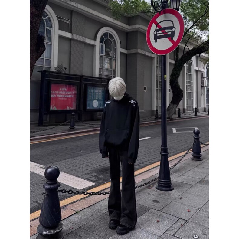 ins气质文艺百搭时尚新款潮流日系简约华棉复合刺绣卫衣流行慵懒,男装卫衣,星座506A
