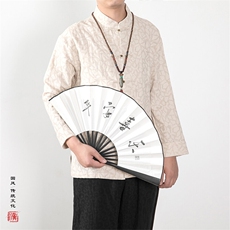 春装新款风男装棉麻提花男士立领唐装衬衫C188P85，男装衬衫，钱塘802