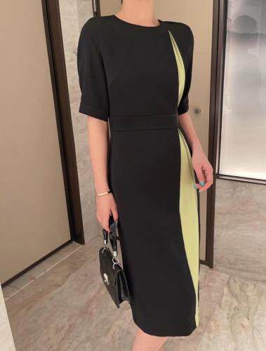 拼色连衣裙，女装连衣裙，AL·艾琳