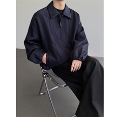 春秋松弛感慵懒风休闲翻领立体廓形牛仔夹克外套-J2599-P85，男装夹克，电商B289