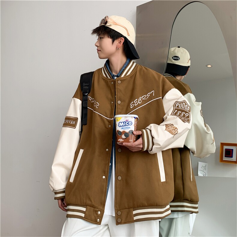 美式外套男士春秋季vintage拼接棒球服潮牌oversize夹克W8710-P72,男装夹克,星座1008