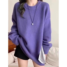 2025秋冬新款慵懒圆领针织衫羊毛衫，女装羊毛衫，千御纺羊绒