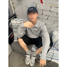 网图慎用翻领手缝线时尚老钱风长袖T恤男宽松T24524-特P40控78，男装T恤，电商A001-1