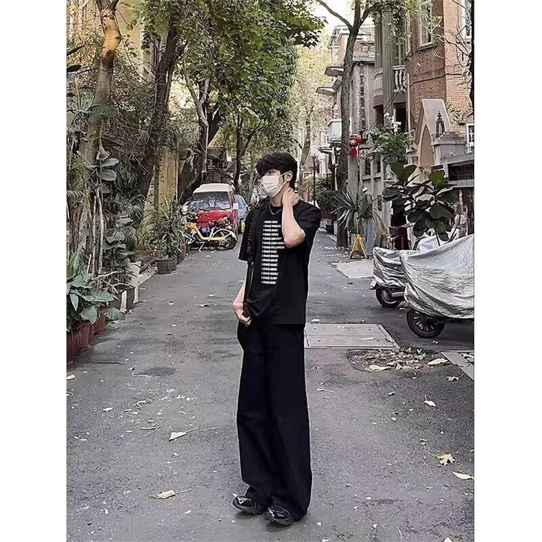 全棉常规纯色日常宽松型青少年落肩袖圆领ins潮牌印花短袖T恤,男装T恤,星座506A
