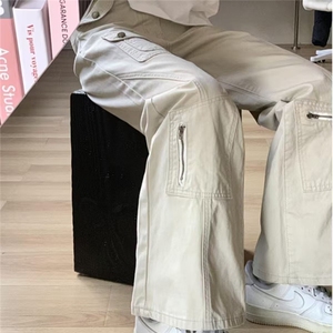 小个子美式复古工装微喇牛仔裤女高腰宽松显瘦直筒裤潮LS6966-P50图片