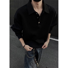 翻领卫衣男款春秋美式复古polo衫痞帅潮流宽松长袖内搭WJ61，男装卫衣，星座1116A（原606A-3）