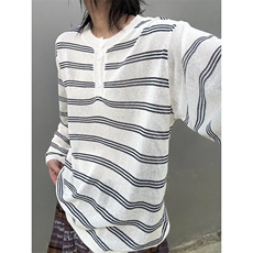 C316TX24P58初秋新款长袖T恤条纹透气防晒亨利领时尚tee，男装防晒衣，电商C316