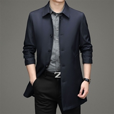 YY-A8311男士2023年秋季新款长袖外套休闲翻领青年中长款风衣P162，男装夹克，电商B360