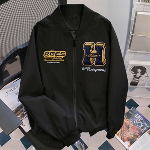 1506/QBF070/P49潮牌美式徽章印花飞行员夹克男拉链棒球服ins外套图片