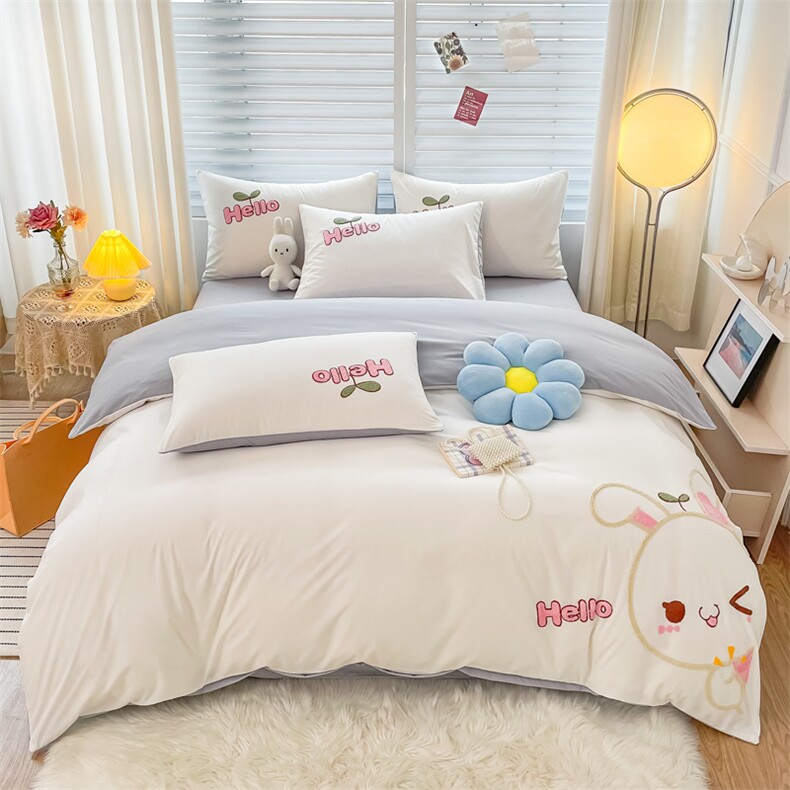 新款磨毛水洗棉毛巾绣系列四件套，床品套件，一起卖家纺