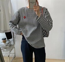 【素妮】春款爱心条纹长袖T，其它，素妮