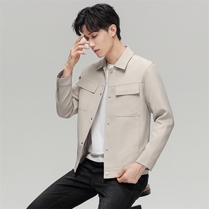 新款时尚工装轻薄羽绒服夹克衫男士抗皱短款休闲翻领羽绒服外套潮图片
