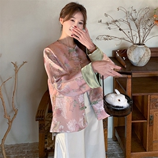 新中式国风粉色短款外套女春秋2025新款高级感超好看绝美唐装上衣，女装短外套，2C085