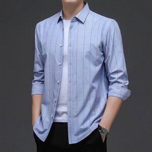 DN211712男式服装秋新款衬衫男长袖翻领休闲四季可穿衬衣P58图片