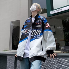 棒球服外套男春秋季美式街头赛车服ins潮牌高街痞帅宽松机车夹克，男装夹克，星座716-3