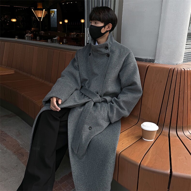 秋冬毛呢大衣男中长款韩系过膝呢料风衣双排扣外套FY132，男装毛呢大衣，星座903-1