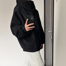 抖音得物高品质秋冬美式高街重磅结构辑明线纹理连帽卫衣外套W111，男装卫衣，电商A486