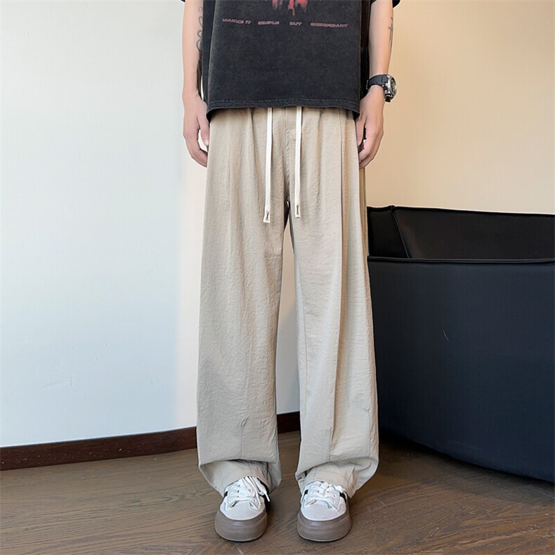 ！2026夏季新款男士宽松休闲裤百搭冰丝长裤WK2077特P35，男装休闲裤，电商B220