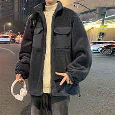 FM06-P69特现货羊羔毛加厚外套男工装宽松翻领棉袄冬季潮棉衣a，男装棉衣，电商A456（原C415）